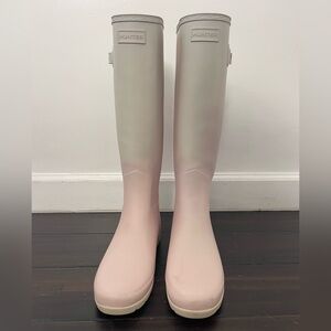 Hunter Women's ombré Pink and White Rain Boots